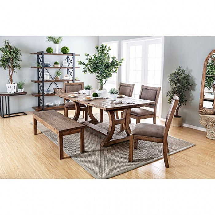 Furniture of America Gianna Rustic Oak Rustic Wooden Bench Model CM3829BN-W