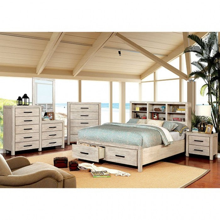 Furniture of America Strasburg Wire-Brushed White Rustic 8-Drawer Dresser Mirror Model CM7382WH-CM