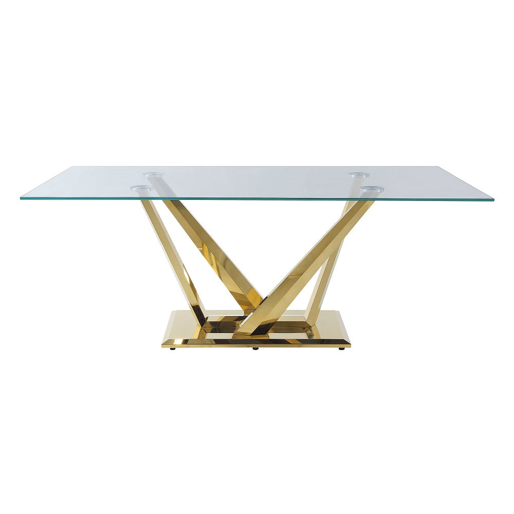 ACME Barnard Clear Glass & Mirrored Gold Dining Table Model DN00219
