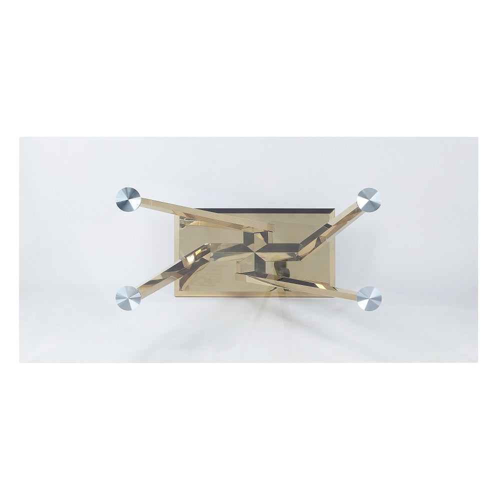 ACME Barnard Clear Glass & Mirrored Gold Dining Table Model DN00219