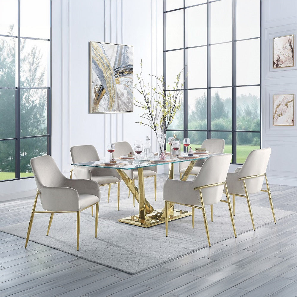ACME Barnard Clear Glass & Mirrored Gold Dining Table Model DN00219