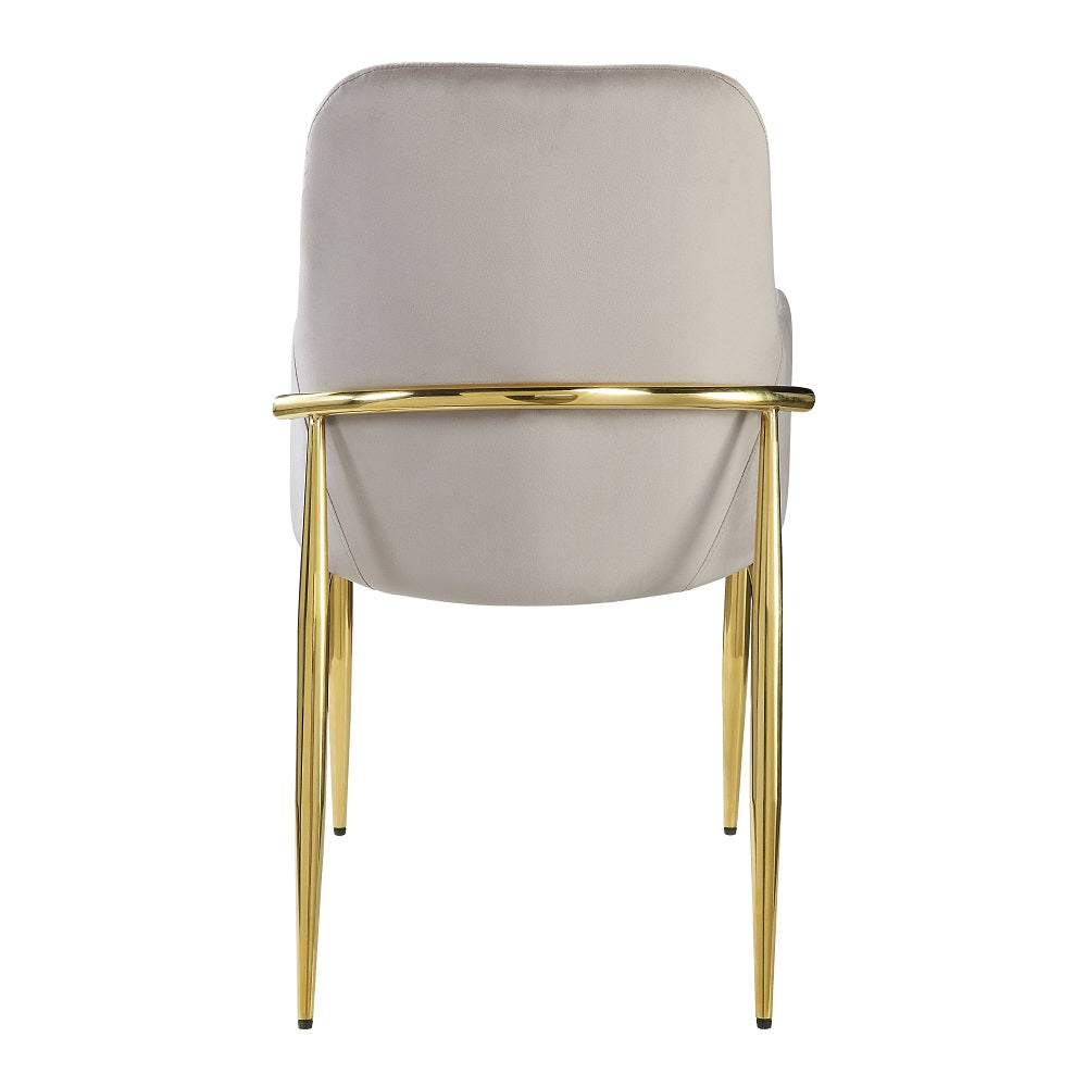 ACME Barnard Gray Velvet & Mirrored Gold Side Chair (Set-2) Model DN00220
