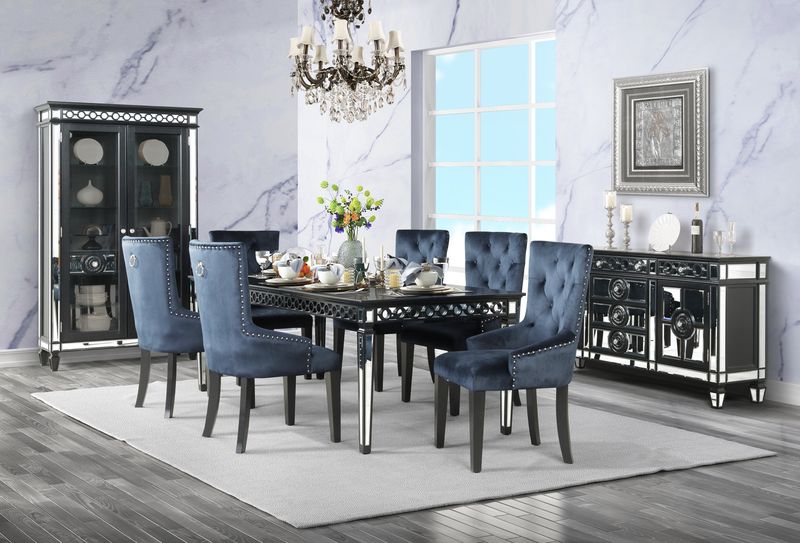 ACME Varian II Mirrored & Black Dining Table Model DN00590