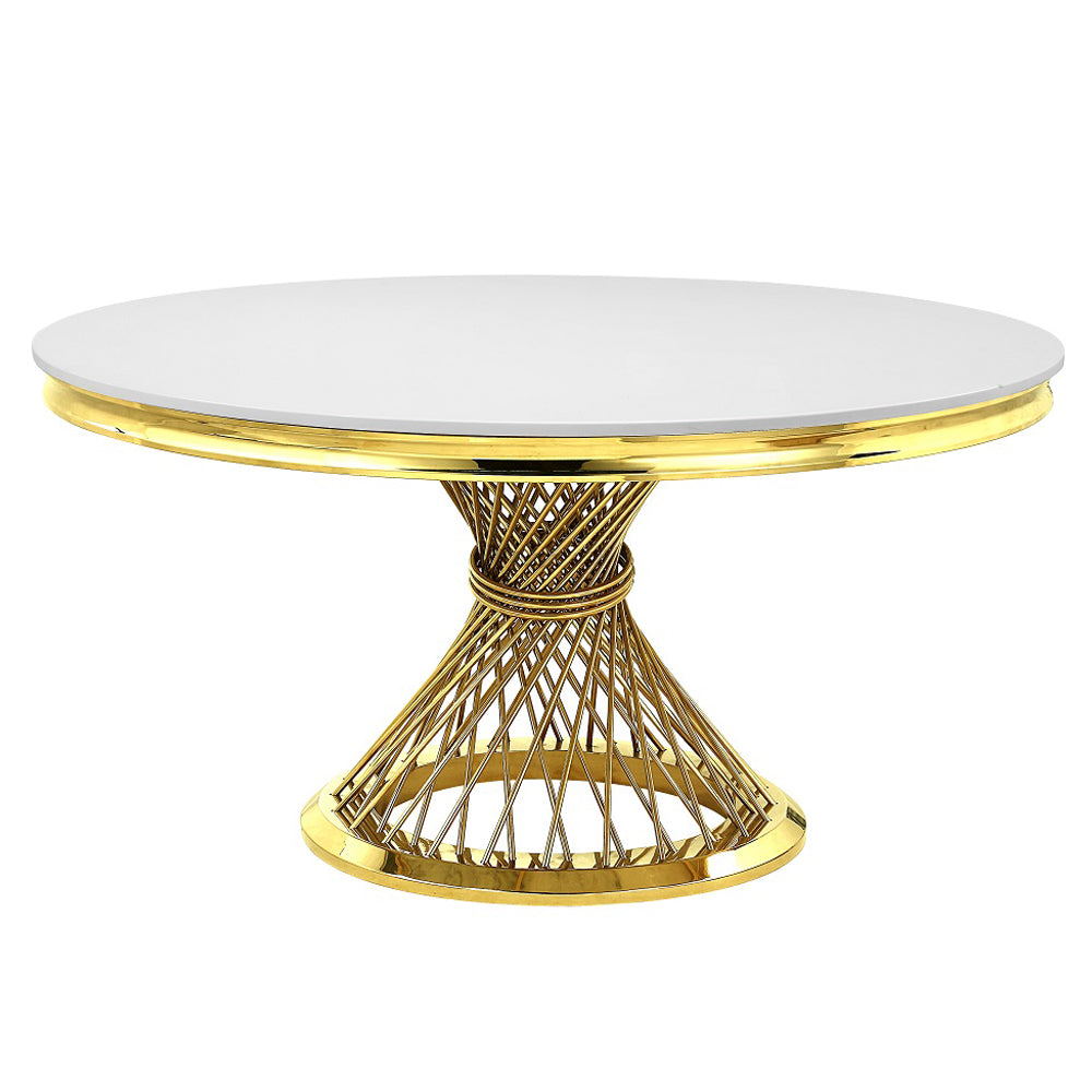 ACME Fallon Engineered Marble & Mirrored Gold Dining Table Model DN01189