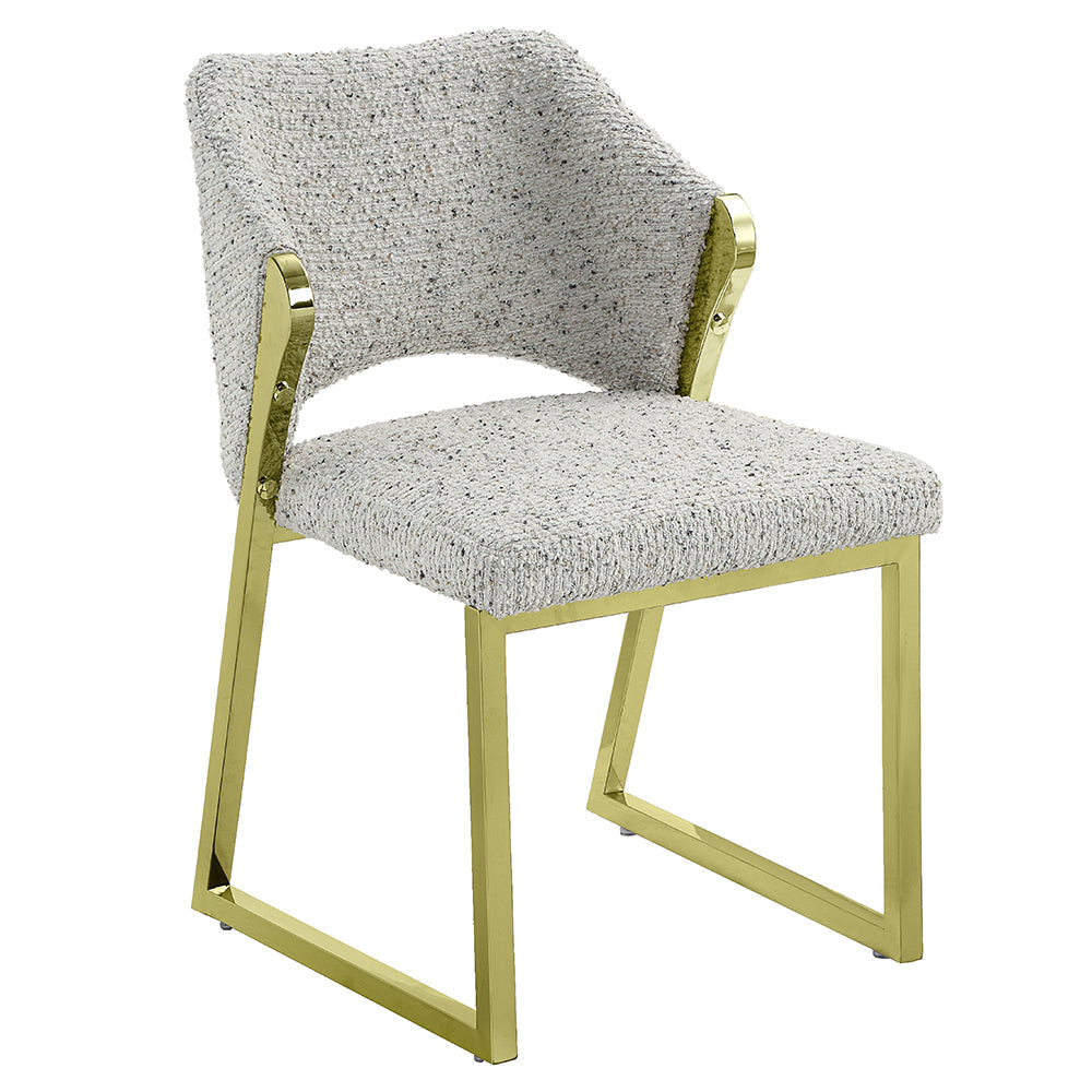 ACME Galdesa Teddy Sherpa & Mirrored Gold Side Chair (Set-2) Model DN02107