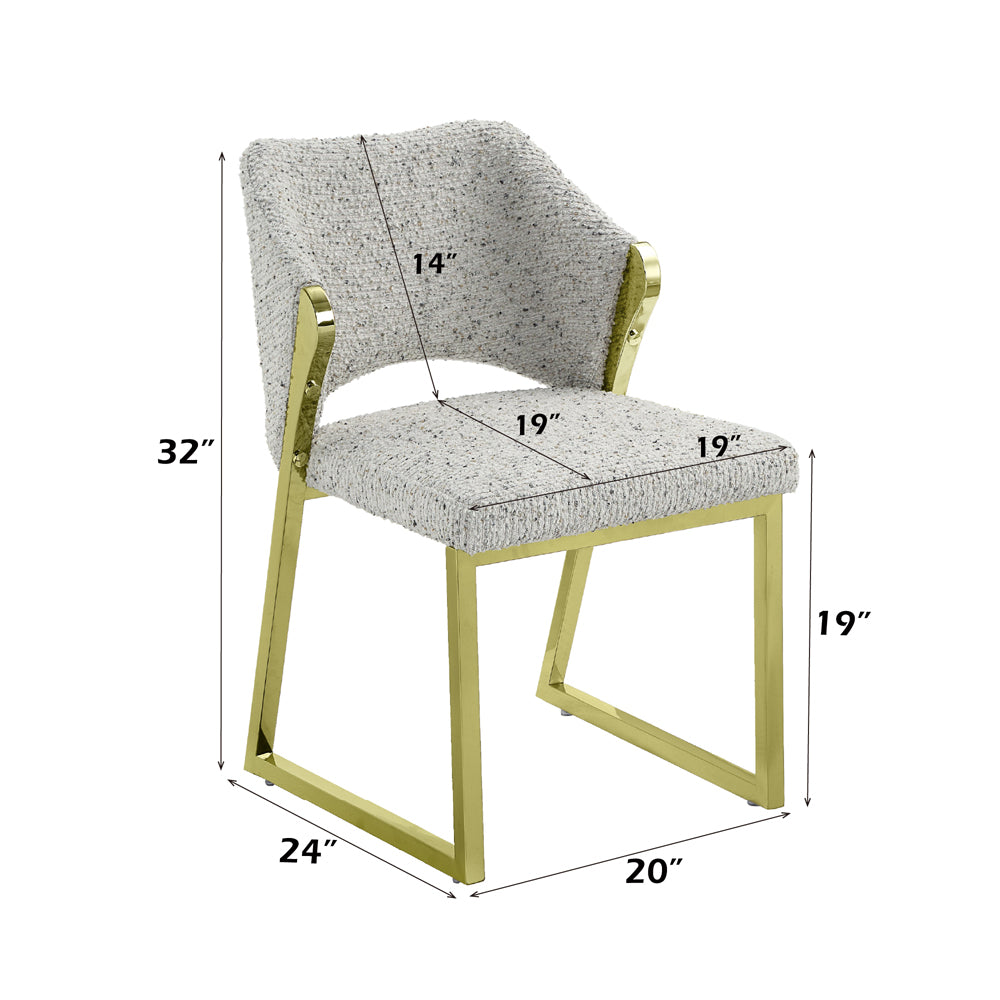 ACME Galdesa Teddy Sherpa & Mirrored Gold Side Chair (Set-2) Model DN02107