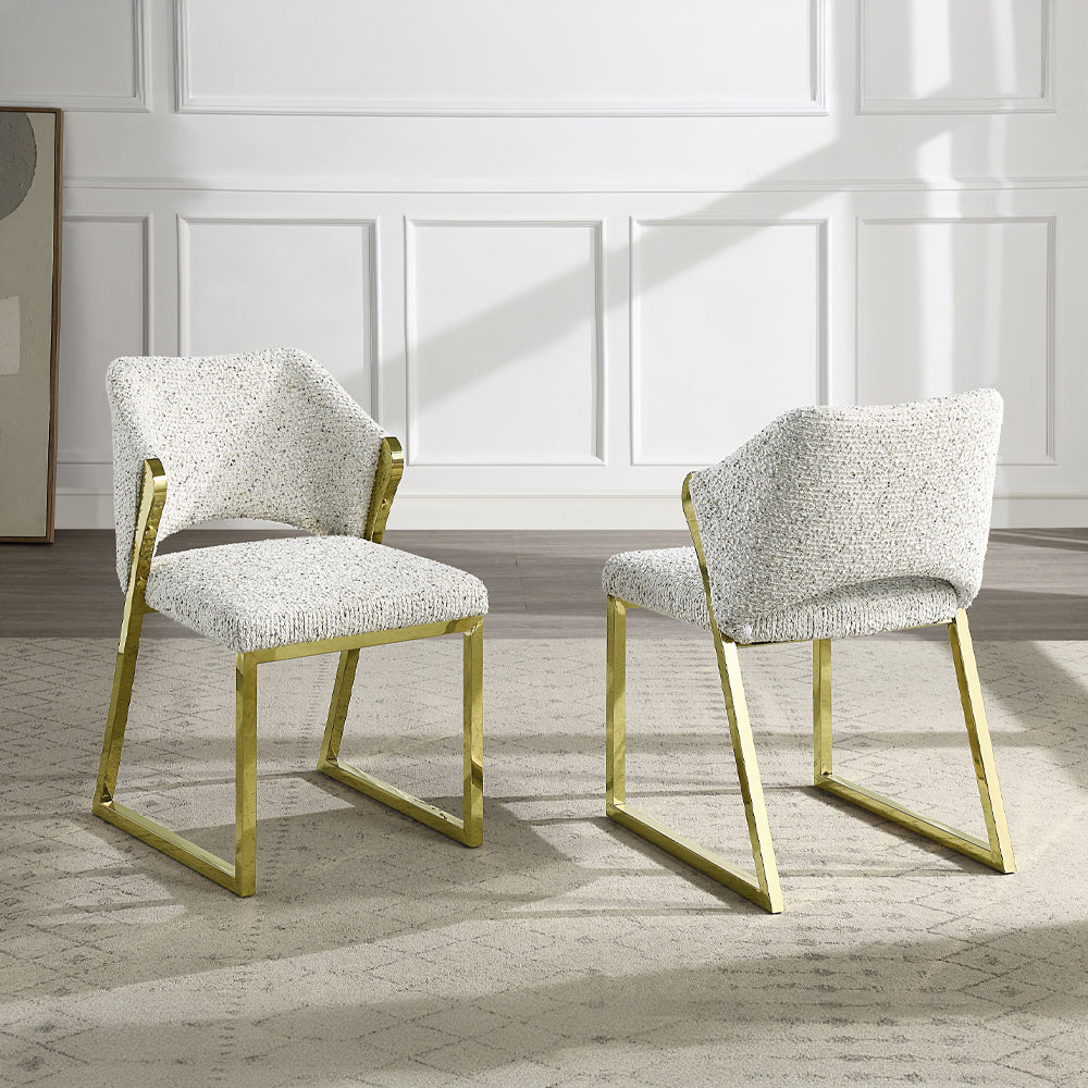 ACME Galdesa Teddy Sherpa & Mirrored Gold Side Chair (Set-2) Model DN02107