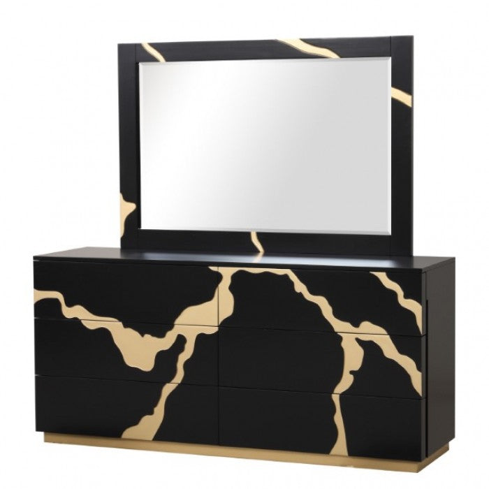 Furniture of America Goldsberg Black/Gold Contemporary Dresser Model FM7425BK-D