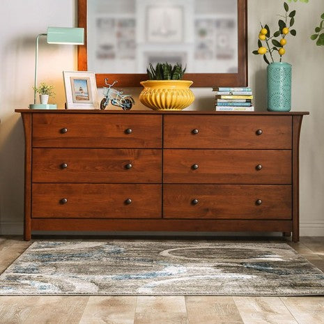 Furniture of America Keizer Dark Cherry Mid-Century Modern Dresser Model FOA7603D-6D