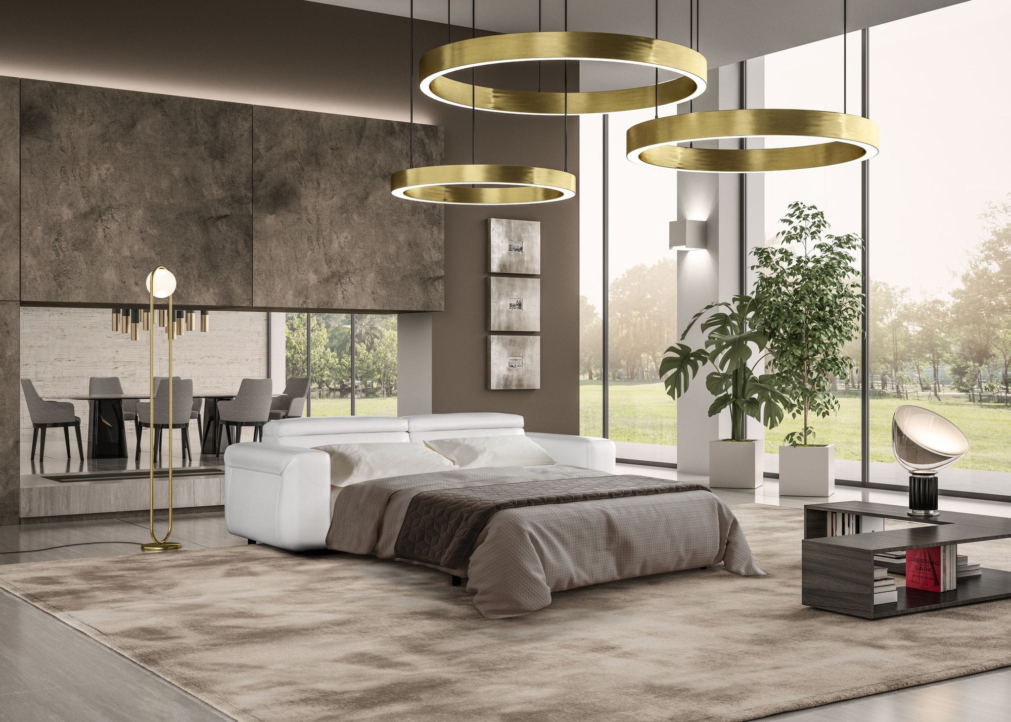 Lamod Italia Icon Modern Italian White Leather Sofa Bed Model VGCCICON-WHT-SB