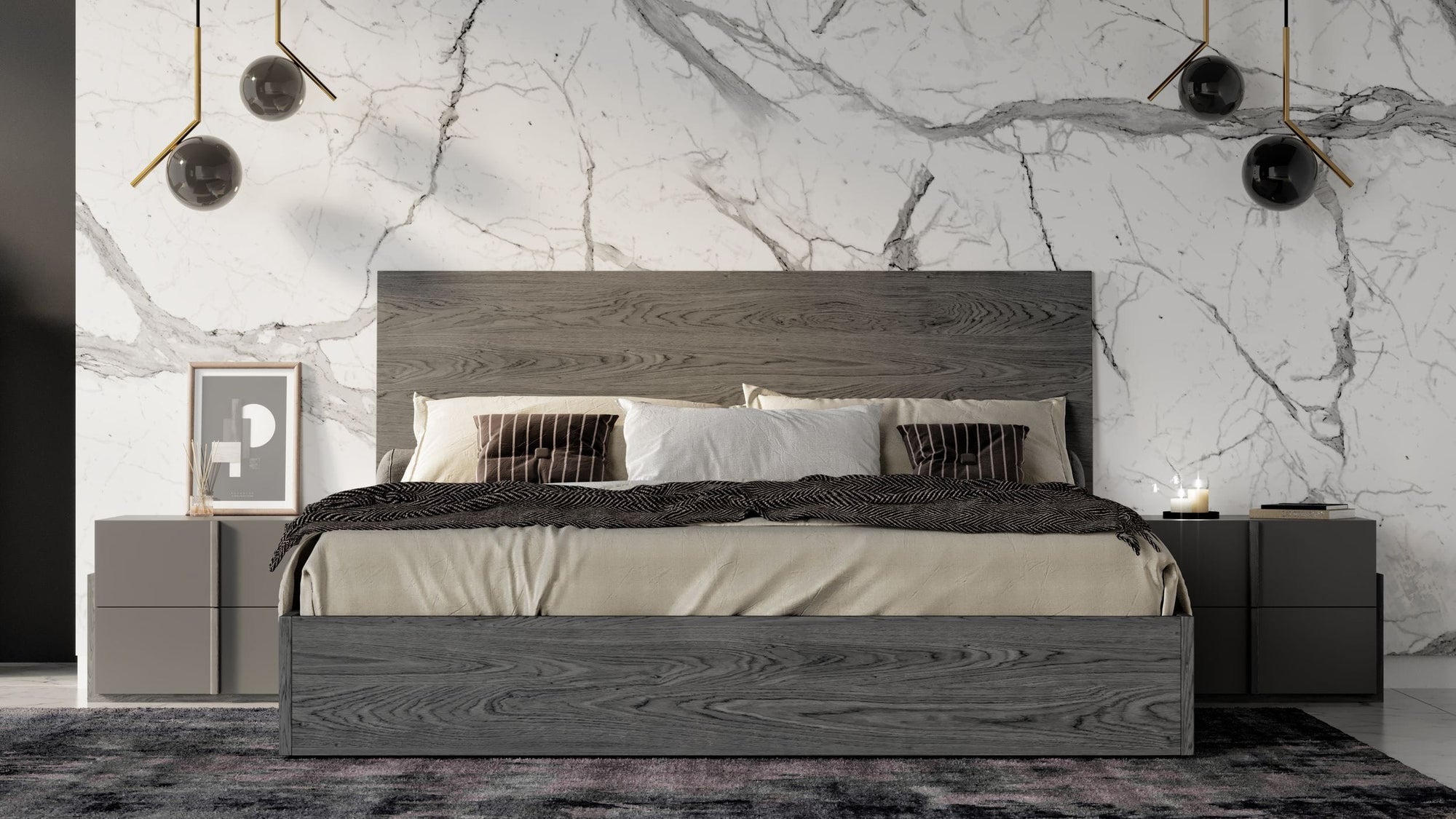 Eastern King Nova Domus Lucia Italian Modern Matte Grey  |  Elm Grey Bedroom Set Model VGACLUCIA-SET-EK
