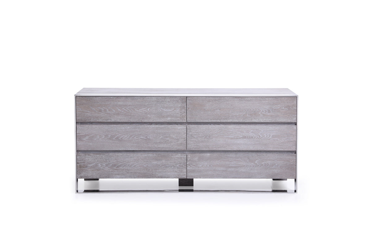 Modrest Arlene Modern Grey Elm & Stainless Steel Bedroom Set Model VGVCBD008A-SET