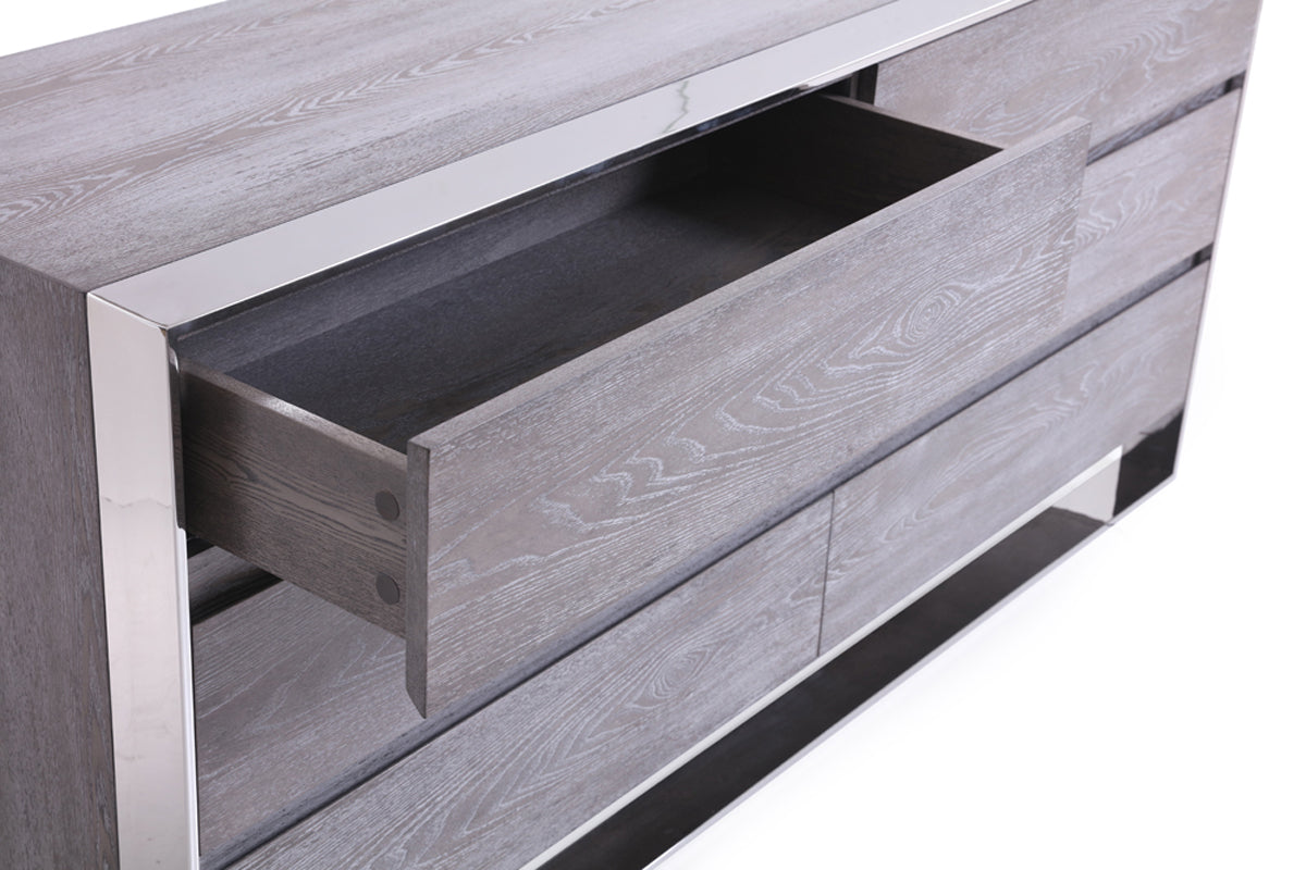 Modrest Arlene Modern Grey Elm & Stainless Steel Bedroom Set Model VGVCBD008A-SET