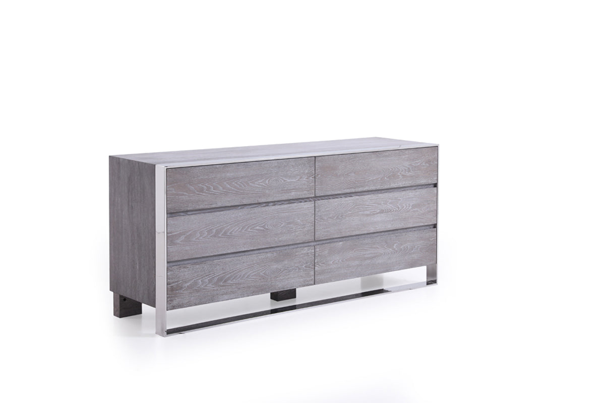 Modrest Arlene Modern Grey Elm & Stainless Steel Bedroom Set Model VGVCBD008A-SET