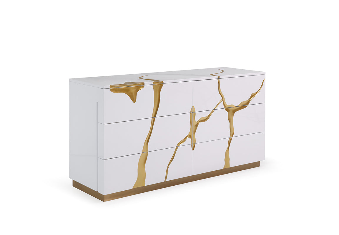 Modrest Aspen Modern White & Gold Dresser Model VGVCJ1801-D-WHT