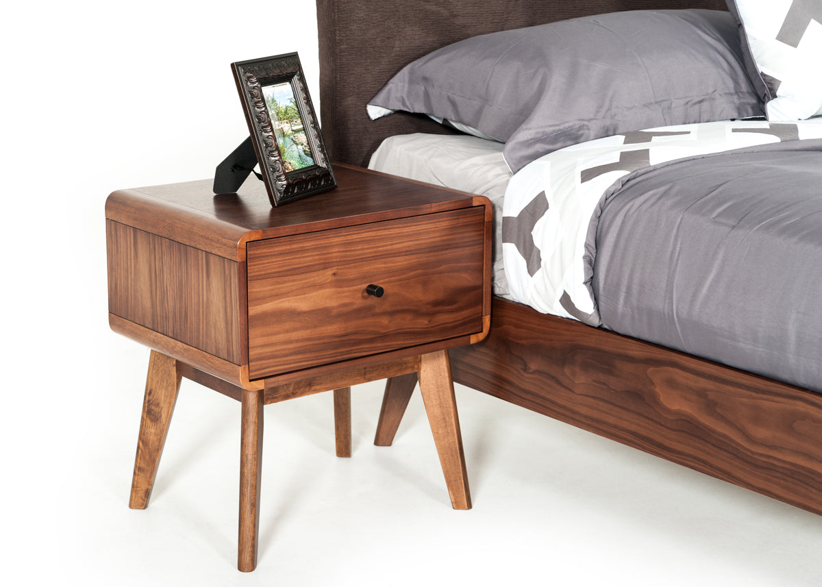 Modrest Marshall Mid Century Modern Brown Fabric & Walnut Bedroom Set Model VGMABR-39-SET