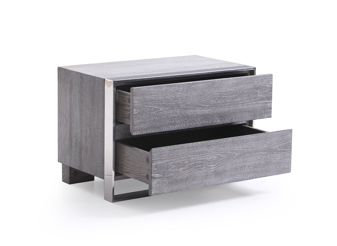 Modrest Arlene Modern Grey Elm & Stainless Steel Bedroom Set Model VGVCBD008A-SET