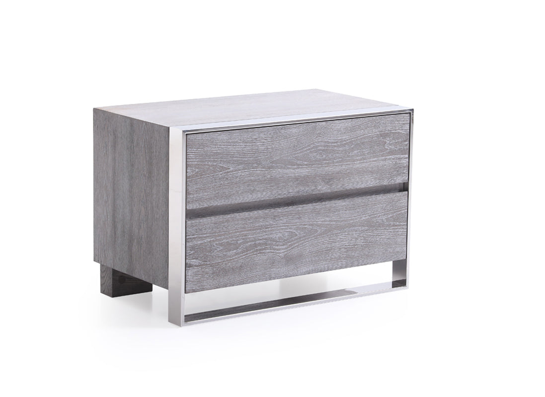 Modrest Arlene Modern Grey Elm & Stainless Steel Bedroom Set Model VGVCBD008A-SET