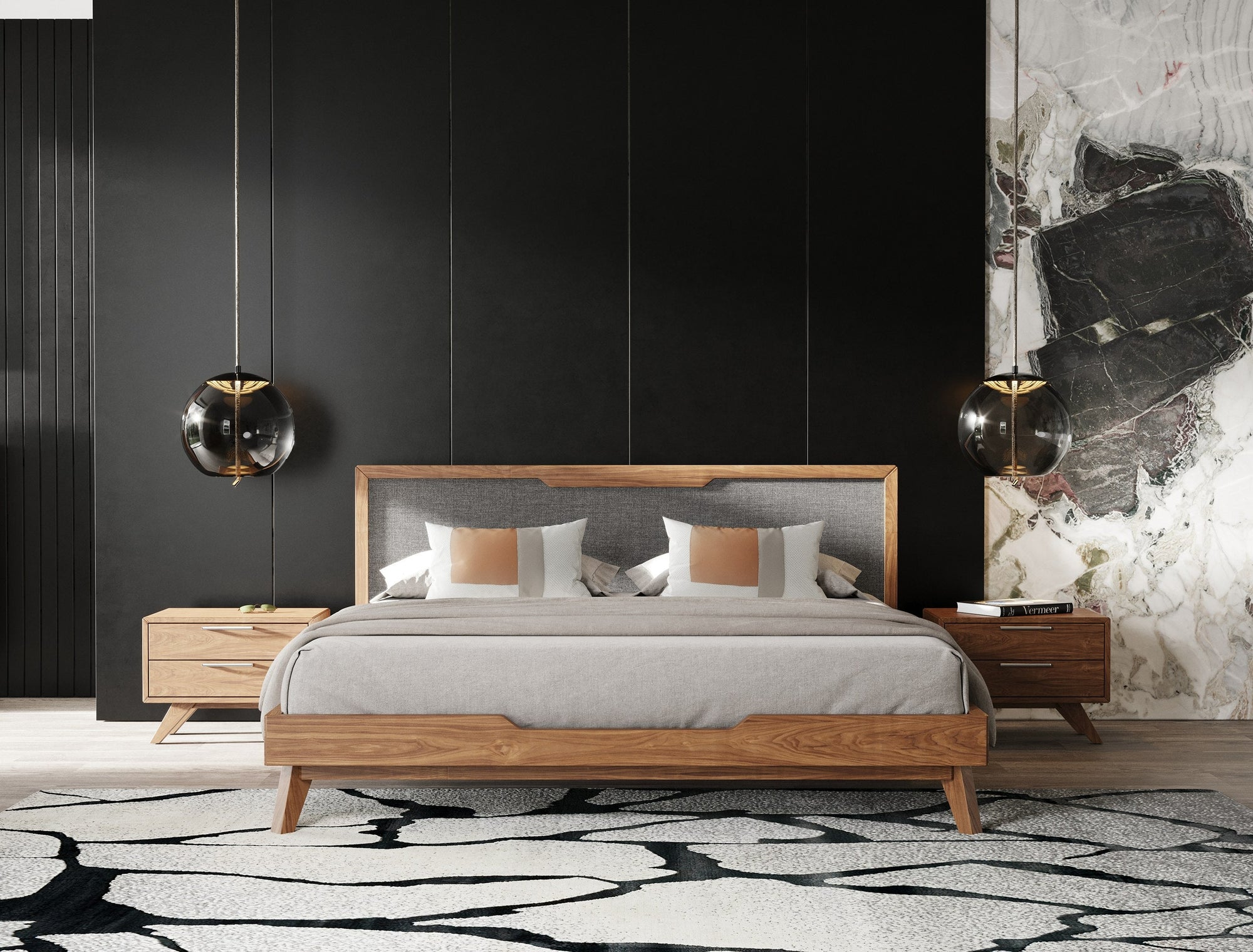 Nova Domus Soria Mid Century Grey & Walnut Bedroom Set Model VGMASORIA-SET