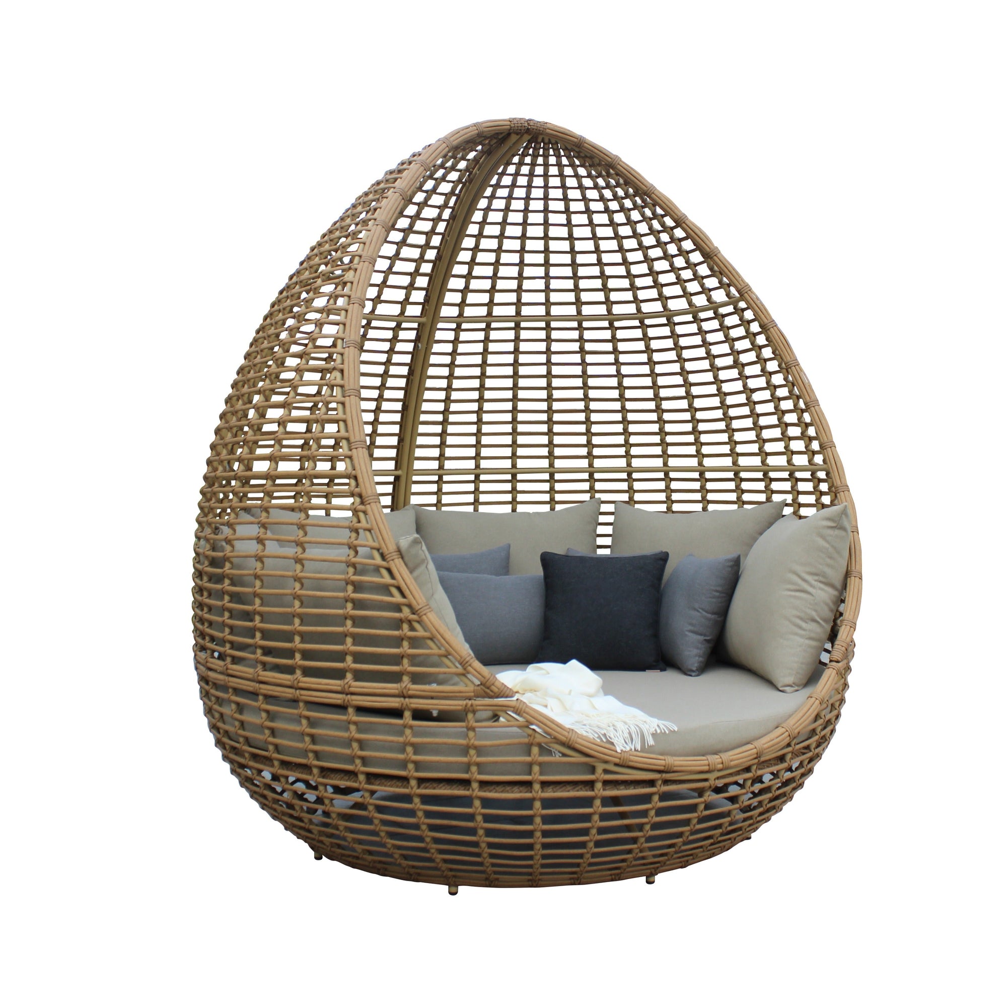 Renava Cocoon Outdoor Beige & Wicker Lounge Bed Model VGATRABD-152