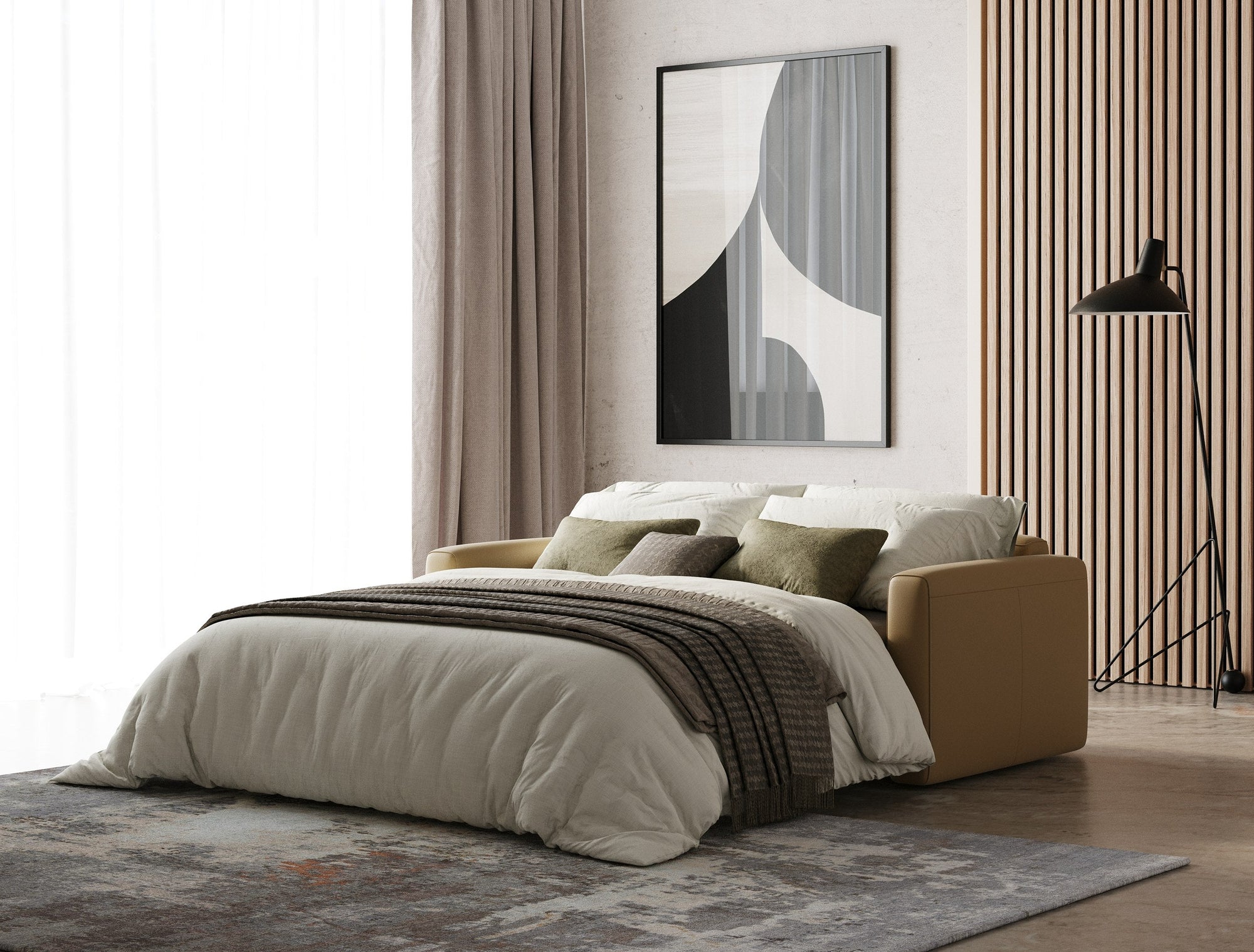 Lamod Italia Revers Italian Modern Desert Leather Full Sofabed Model VGDTREVERS-140-DESERTO