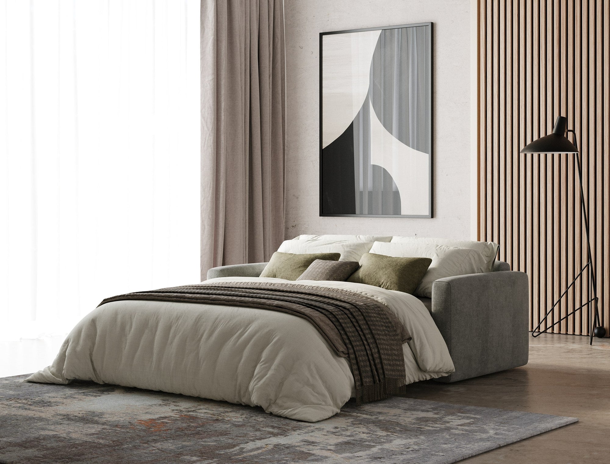 Lamod Italia Revers Italian Modern Grey Fabric Full Sofa Bed Model VGDTREVERS-140-GRY