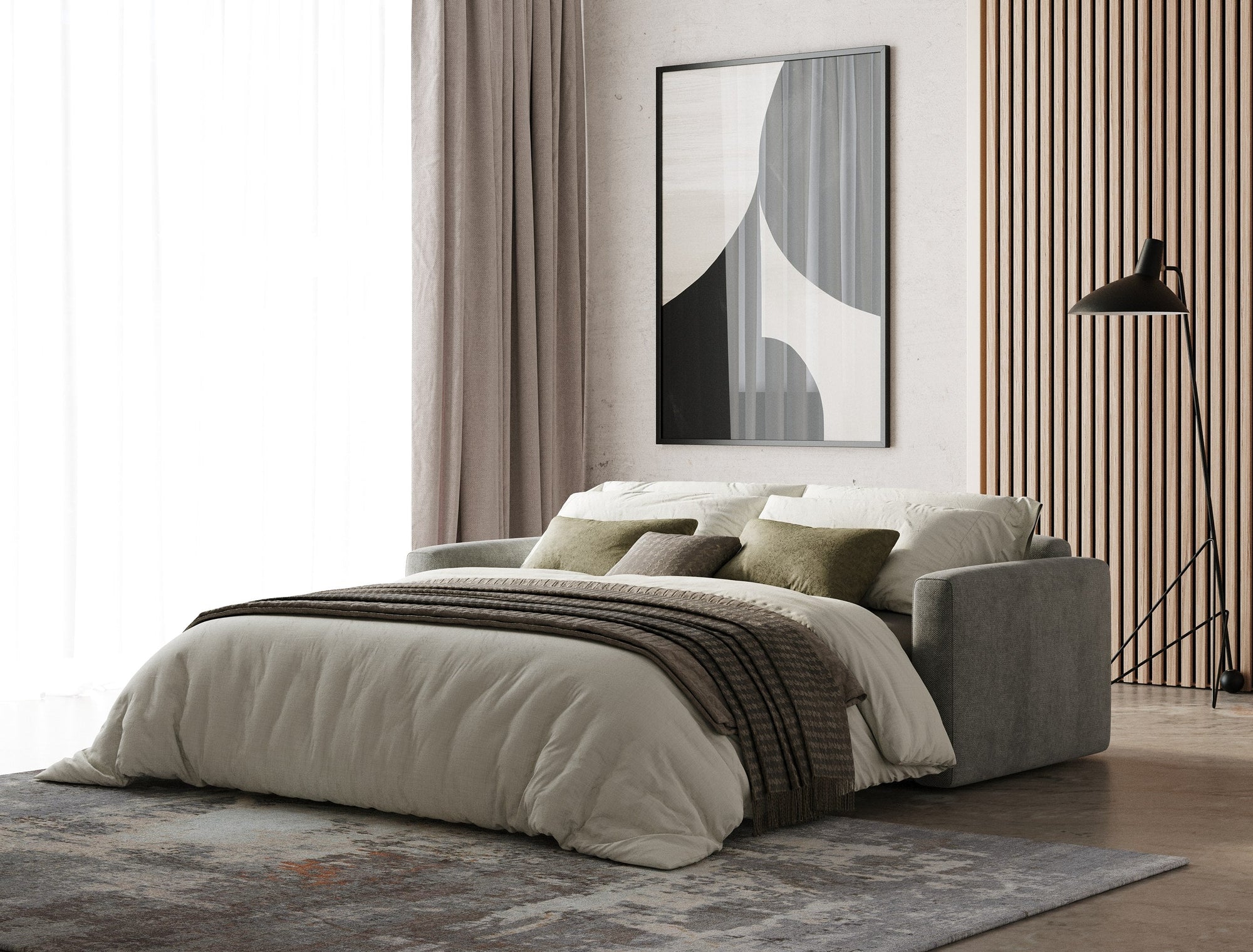 Lamod Italia Revers Italian Modern Grey Fabric Queen Sofa Bed Model VGDTREVERS-160-GRY
