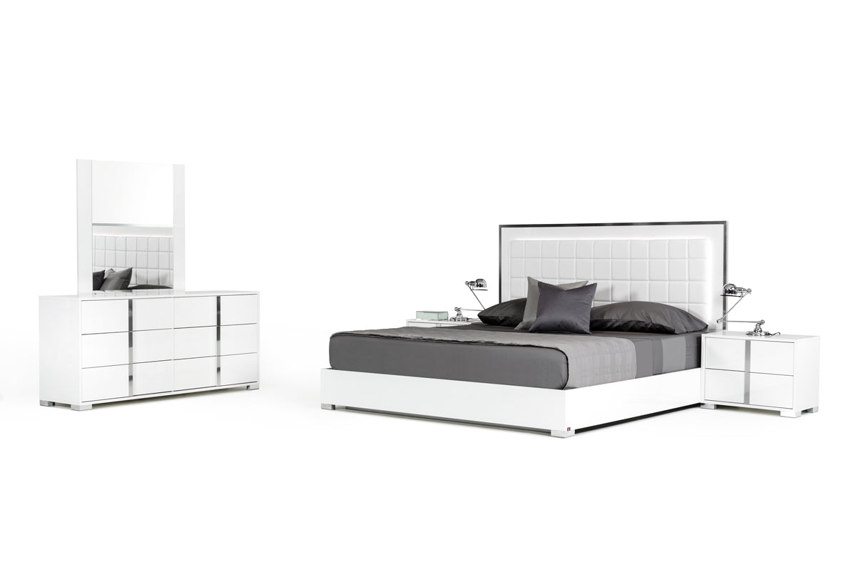 Eastern King Modrest San Marino Modern White Bedroom Set Model VGACSANMARINO-SET-EK