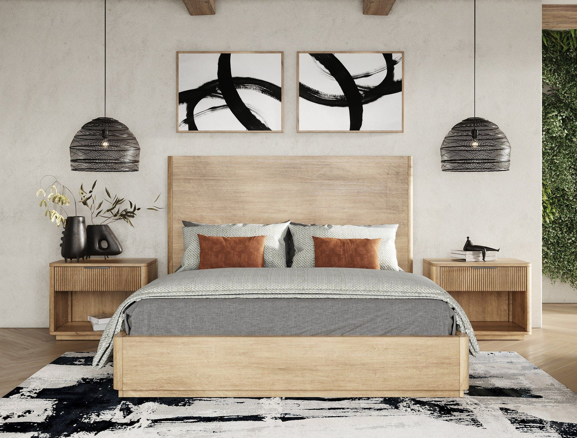 Queen Nova Domus Santa Monica Modern Natural Oak Bedroom Set Model VGMABR-144-SET-Q