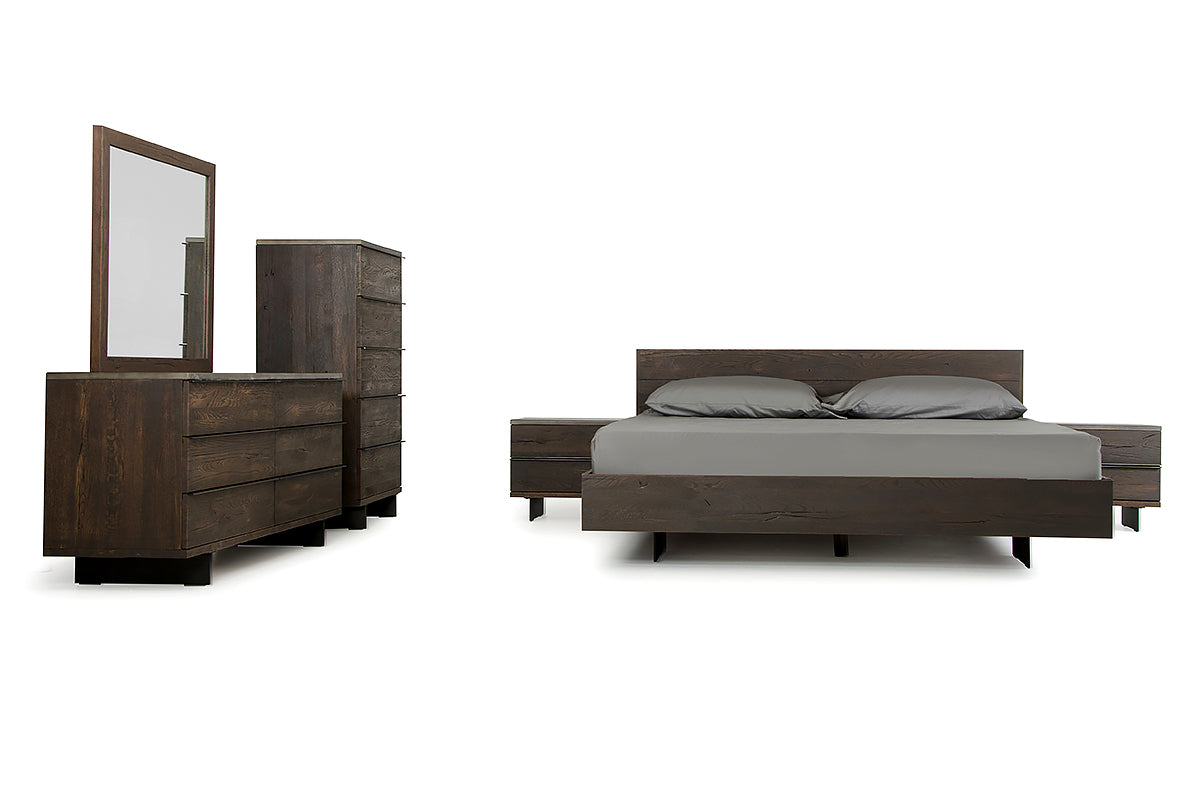 Eastern King Modrest Selma Modern Dark Aged Oak & Concrete Bedroom Set Model VGEDSELMA-SET-EK