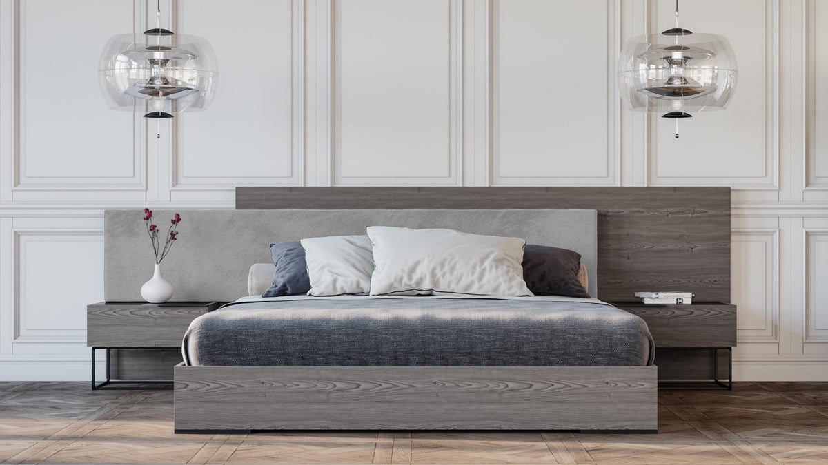 Nova Domus Enzo Italian Modern Grey Oak & Fabric Bedroom Set Model VGACENZO-SET