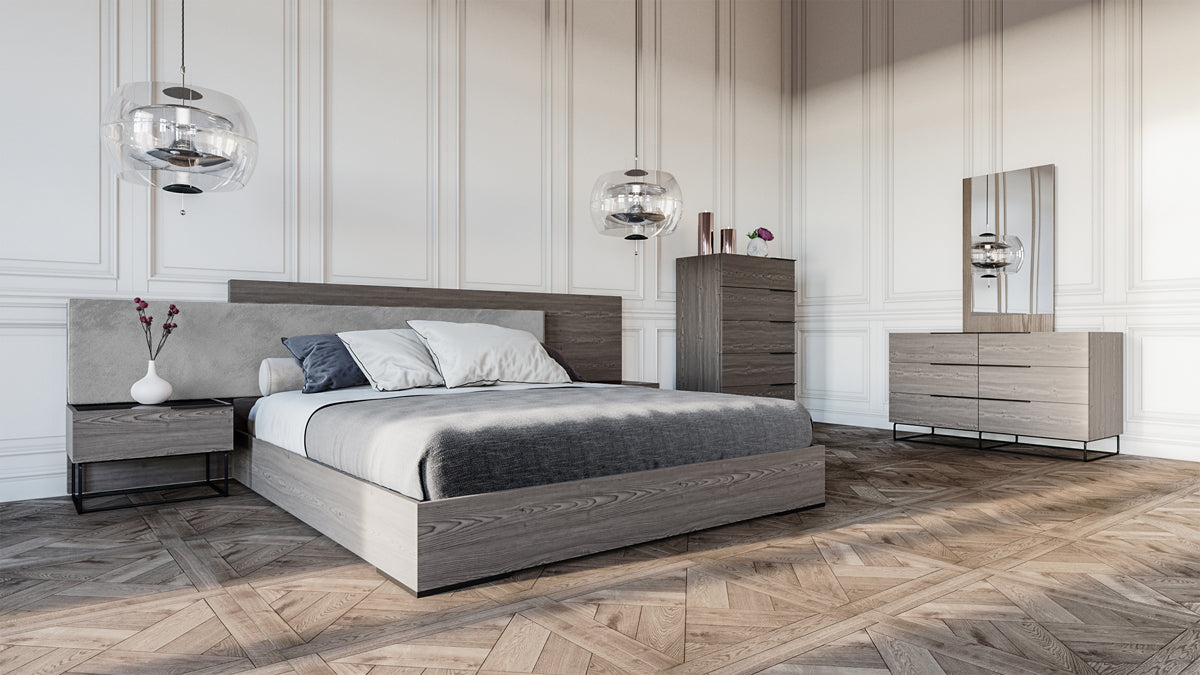 Nova Domus Enzo Italian Modern Grey Oak & Fabric Bedroom Set Model VGACENZO-SET