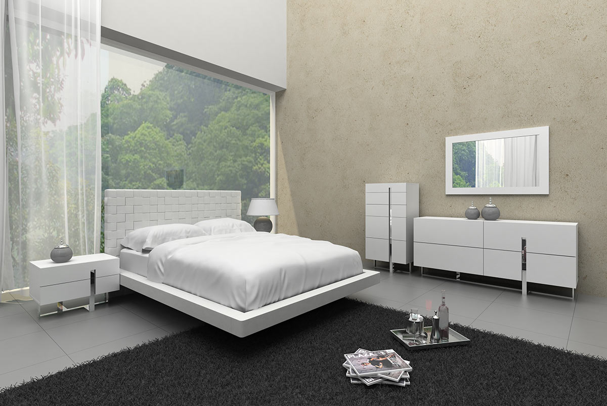 Eastern King Modrest Voco Modern Eastern King Bedroom Set Model VGCNVOCO-WHT-SET-EK