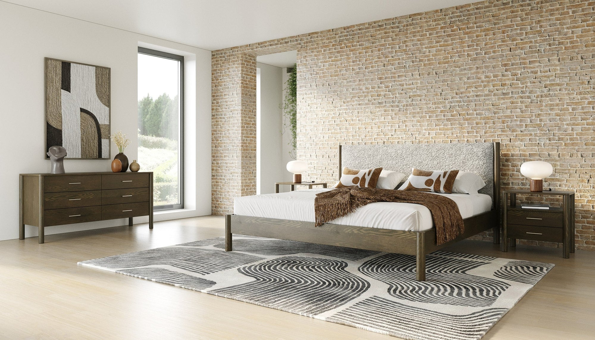 Modrest Carolina Modern Grey Fabric & Wenge Bedroom Set Model VGMA-BR-167-SET-WNG