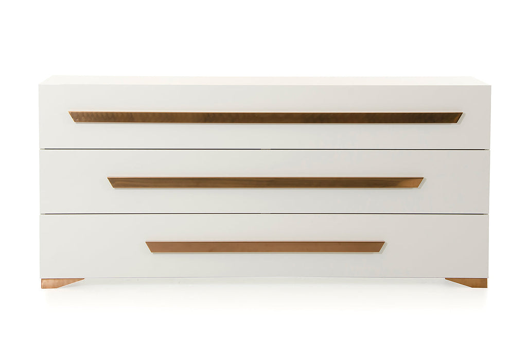 Nova Domus Juliet Italian Modern White & Rosegold Dresser Model VGACJULIET-DSR