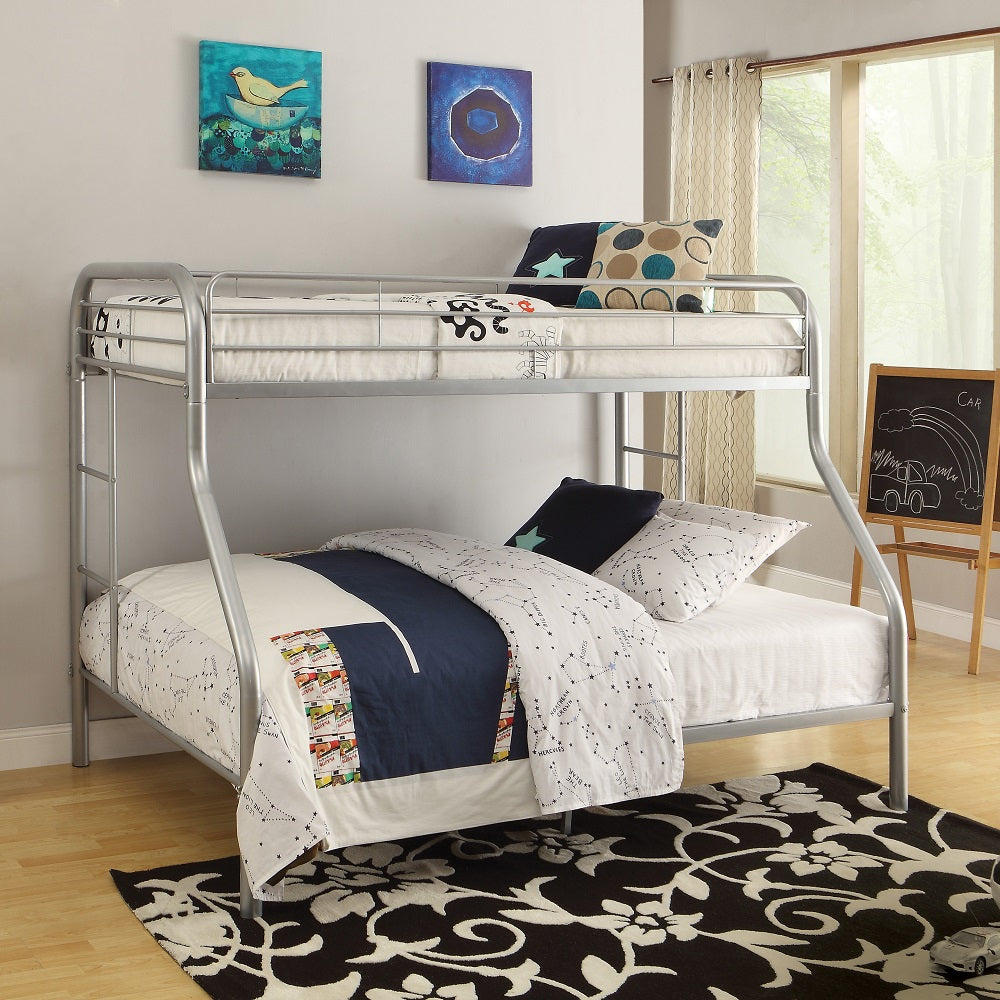 ACME Tritan Silver Bunk Bed  (Twin | Full)  Model 02053SI