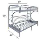 ACME Eclipse Silver Futon Bunk Bed  (Twin | Full)  Model 02091W-SI