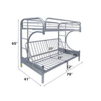 ACME Eclipse Silver Futon Bunk Bed  (Twin | Full)  Model 02091W-SI