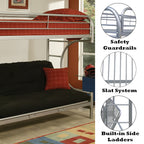 ACME Eclipse Silver Futon Bunk Bed  (Twin | Full)  Model 02091W-SI