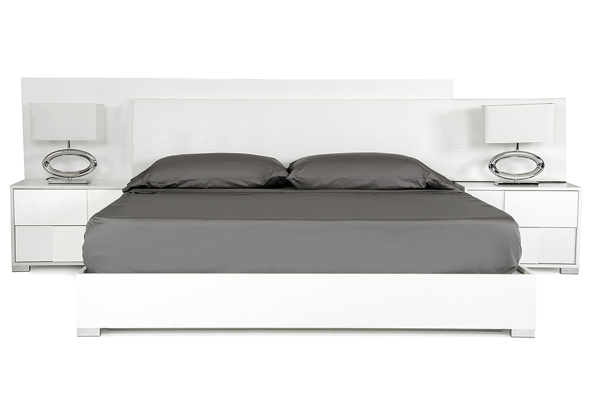Lit California King Modrest Monza blanc de style italien moderne, modèle VGACMONZA-BED-CK