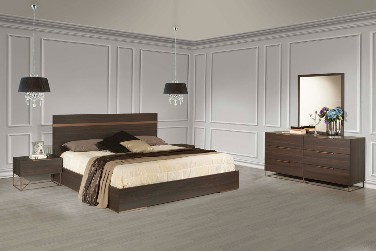 Queen Nova Domus Benzon Italian Modern Dark Rovere Bedroom Set Model VGACBENZON-SET-Q