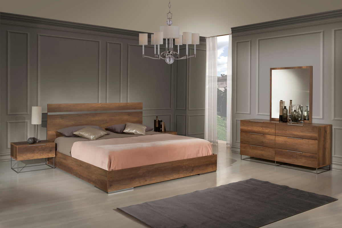 Queen Nova Domus Lorenzo Italian Modern Walnut Bedroom Set Model VGACLORENZO-SET-Q