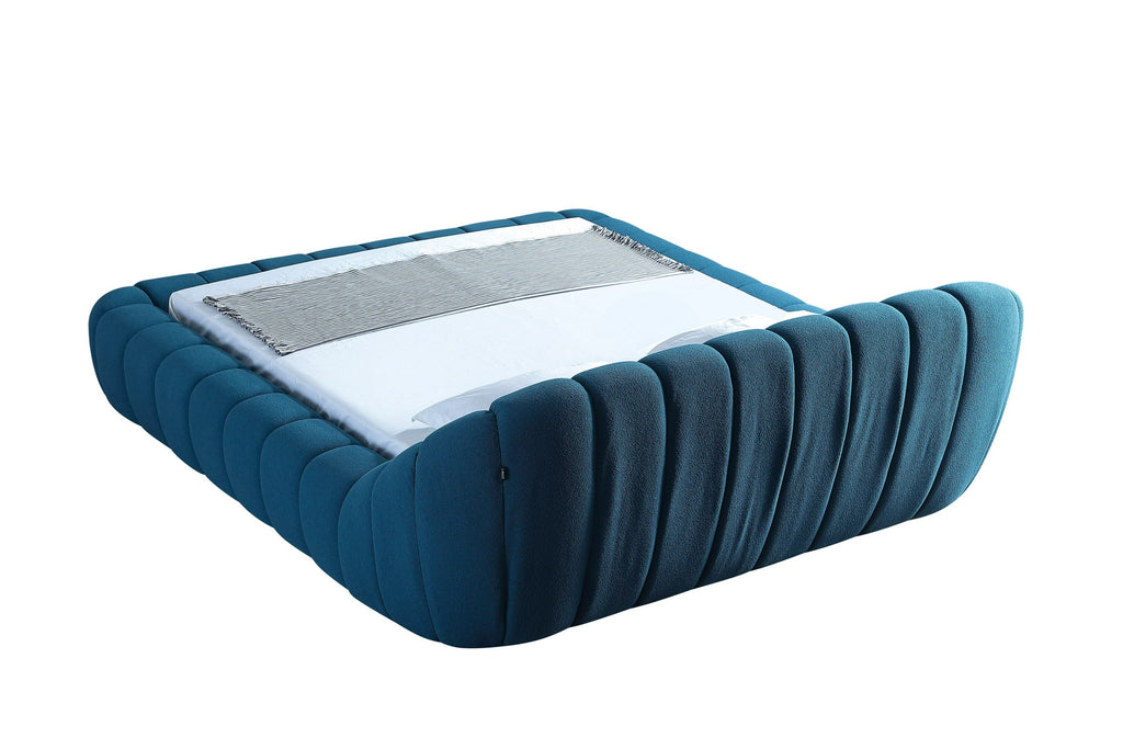 Lit moderne en tissu bleu sarcelle foncé Divani Casa Yolonda, modèle VGEV-A127-BED-C-15