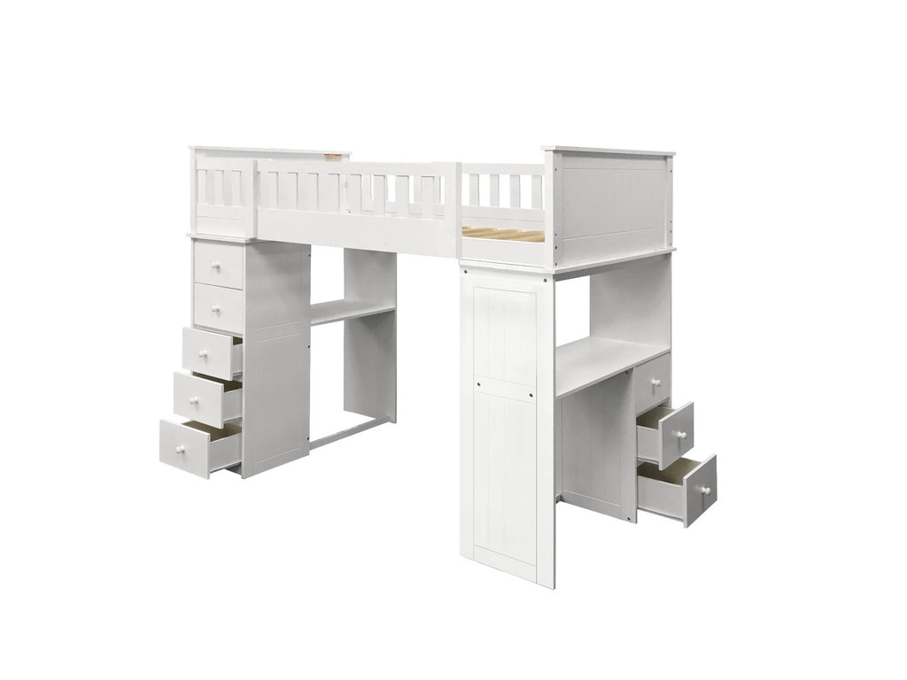 Lit mezzanine double ACME Willoughby blanc, modèle 10970W