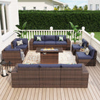 13 Pieces Patio Furniture Set with 44Fire Pit Table