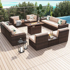 13 Pieces Patio Furniture Set with 44Fire Pit Table