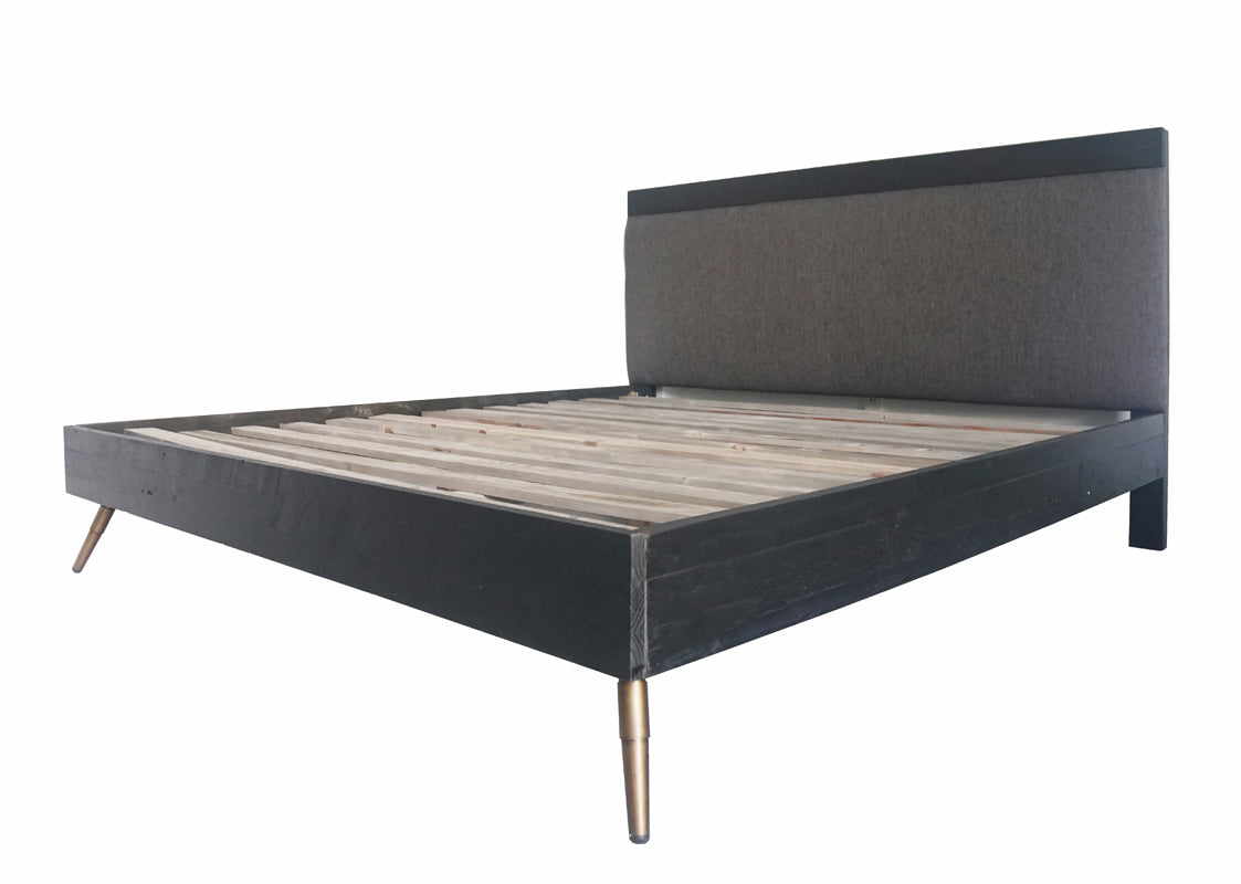 Lit Eastern King Nova Domus Tabitha moderne en pin recyclé brun foncé, modèle VGWH180430-BED-EK
