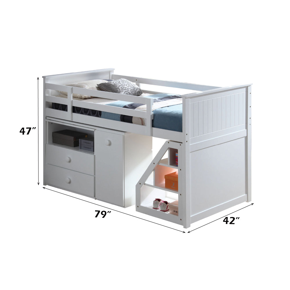 Ensemble de lit mezzanine double ACME Wyatt blanc, modèle 19405