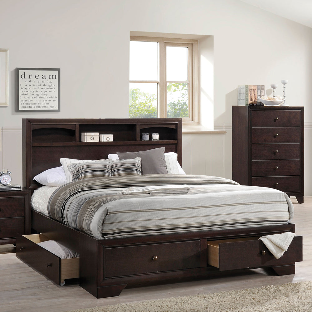 ACME Madison II Espresso Eastern King Bed with Storage Model 19557EK