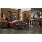 ACME Versailles Two Tone Dark Brown Synthetic Leather & Cherry Oak Queen Bed Model 21120Q